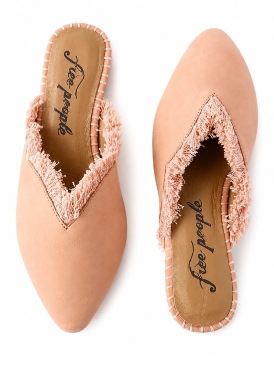 Free People Shoes - Free People Newport Mules Blush Pink Suede Fringe Slip-On US 6 BNWOT